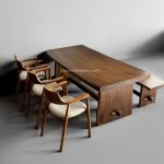 Kursi Meja Makan Minimalis Modern Kayu Trembesi Natural YMJ-SKM 203