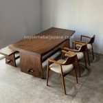 Kursi Meja Makan Minimalis Modern Kayu Trembesi Natural YMJ-SKM 203 - Image 2