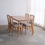 Set Meja Makan Minimalis 4 Kursi Kayu Jati Kombinasi Rotan YMJ-SKM 207