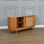 Bufet Meja TV Kayu Jati Kombinasi Rotan Model Minimalis YMJ-BFTV 158 - Image 3