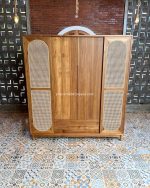 Almari Baju Lemari Pakaian Custom Kayu Jati Kombinasi Rotan YMJ-LMP 69 - Image 6