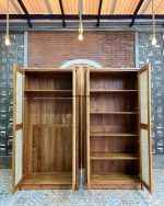 Lemari Pakaian Minimalis Kayu Jati Kombinasi Rotan 2 Pintu YMJ-LMP 71 - Image 3