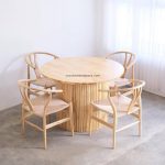 Meja Makan Bundar Minimalis Jati Jepara Set YMJ-SKM 214