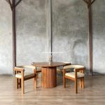 Meja Makan Bundar Minimalis Jati Jepara Set YMJ-SKM 215