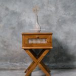 Nakas Kayu Jati Kombinasi Rotan Model Minimalis Modern YMJ-NKS 63