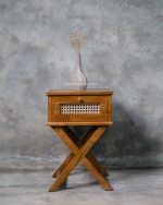 Nakas Kayu Jati Kombinasi Rotan Model Minimalis Modern YMJ-NKS 63