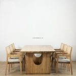 Set Meja Makan Minimalis 6 Kursi Kayu Jati Kombinasi Rotan YMJ-SKM 213