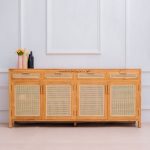 Buffet Modern Minimalis Kayu Jati Kombinasi Rotan YMJ-BFT 144