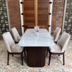 Set Meja Makan Top Marmer Minimalis Jati Jepara YMJ-SKM 221
