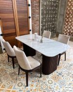 Set Meja Makan Top Marmer Minimalis Jati Jepara YMJ-SKM 221 - Image 2