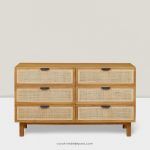 Buffet Modern Minimalis Kayu Jati Kombinasi Rotan YMJ-BFT 148 - Image 2