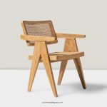 Kursi Cafe Minimalis Kayu Jati Kombinasi Rotan YMJ KC 69