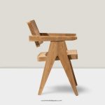 Kursi Cafe Minimalis Kayu Jati Kombinasi Rotan YMJ KC 69 - Image 3