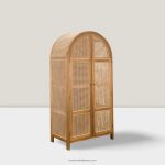 Lemari Pakaian Minimalis Kayu Jati Kombinasi Rotan 2 Pintu YMJ-LMP 73