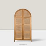 Lemari Pakaian Minimalis Kayu Jati Kombinasi Rotan 2 Pintu YMJ-LMP 73 - Image 2