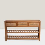 Meja Konsul Kayu Jati Kombinasi Rotan YMJ-MJKO 09