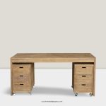 Set Meja Kerja Kayu Jati Minimalis Modern YMJ-MJK 21