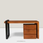 Set Meja Kerja Kayu Trembesi Minimalis Modern YMJ-MJK 22