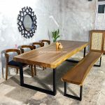 Set Meja Makan Minimalis Kursi & Bangku Kayu Jati YMJ-SKM 231