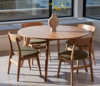 meja bundar kayu jati